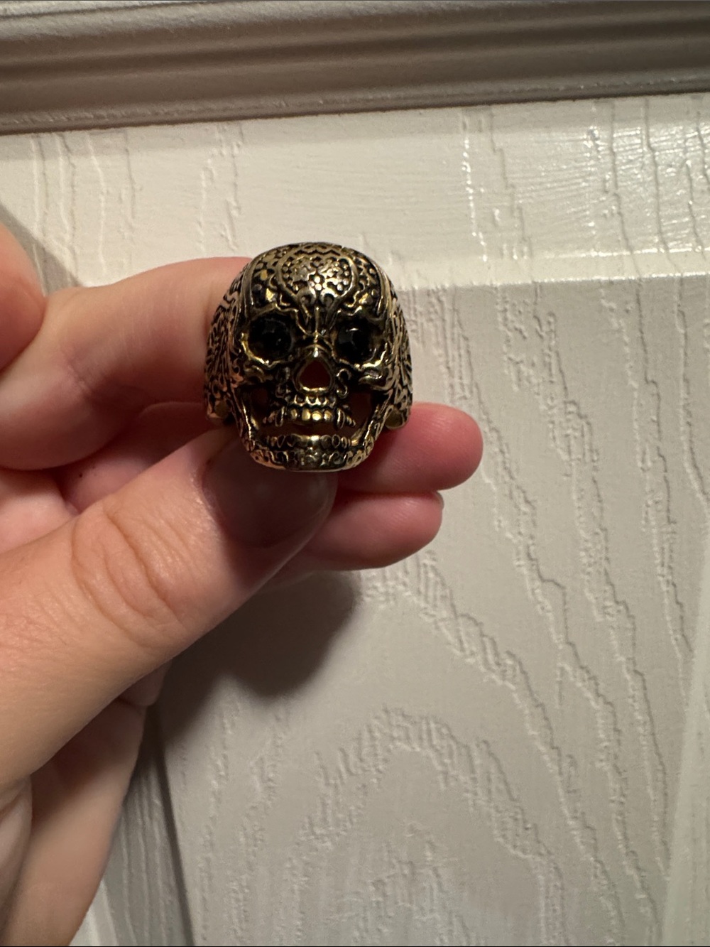 Brass Tone Decorative Skull Accent - Home Accents size 11/12
